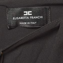 Pre Owned Elisabetta Franchi Black Jersey Bow Detail Sleeveless Bodysuit M