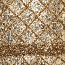 Pre Owned Elisabetta Franchi Gold Sequin Tulle Fringed Mini Dress L