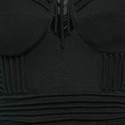 Pre Owned Elisabetta Franchi Black Knit Neck Embellished Mini Dress L