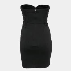 Pre Owned Elisabetta Franchi Black Knit Neck Embellished Mini Dress L