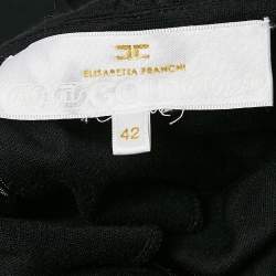 Pre Owned Elisabetta Franchi Black Knit Neck Embellished Mini Dress L