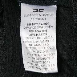 Pre Owned Elisabetta Franchi Black Knit Neck Embellished Mini Dress L