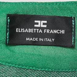 Elisabetta Franchi Green Lurex Knit One-Shoulder Bow Detail Bodysuit M