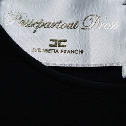 Pre Owned Elisabetta Franchi Black Crepe Passepartout Mini Dress M