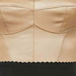 Pre Owned Elisabetta Franchi Brown Jersey Lace Trim Corset Sleeveless Mini Dress M