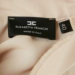 Pre Owned Elisabetta Franchi Cream Crepe Neck Bow Detail Bodysuit M
