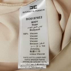 Pre Owned Elisabetta Franchi Cream Crepe Neck Bow Detail Bodysuit M