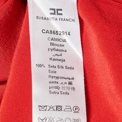 Elisabetta Franchi Red Crepe V-Neck Bow Detail Top M