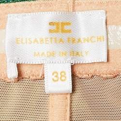 Pre Owned Elisabetta Franchi Green Lurex Knit Pleated Dress M