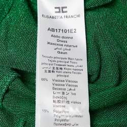 Pre Owned Elisabetta Franchi Green Lurex Knit Pleated Dress M
