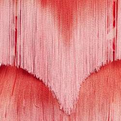 Pre Owned Elisabetta Franchi Red/Pink Printed Crepe and Fringe Mini Dress S