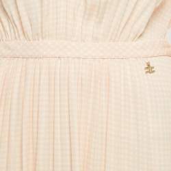 Pre Owned Elisabetta Franchi Orange Checks Crepe Maxi Dress XL