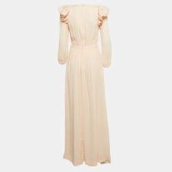 Pre Owned Elisabetta Franchi Orange Checks Crepe Maxi Dress XL