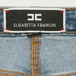 Elisabetta Franchi Blue Washed Denim Loose Fit Jeans M