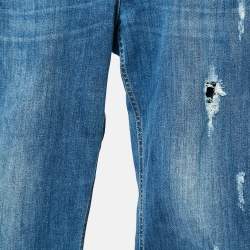 Elisabetta Franchi Blue Ripped Denim Straight-Leg Jeans L Waist 31"