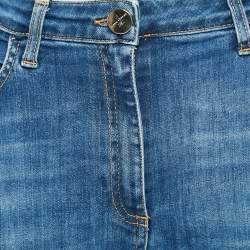 Elisabetta Franchi Blue Ripped Denim Straight-Leg Jeans L Waist 31"