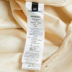 Pre Owned Elisabetta Franchi White Printed Satin Puff Sleeve Bow Detail Mini Dress L