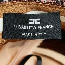 Pre Owned Elisabetta Franchi Brown Leopard Print Off-Shoulder Belted Midi Dress L