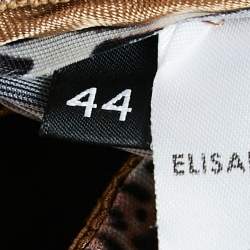 Pre Owned Elisabetta Franchi Brown Leopard Print Off-Shoulder Belted Midi Dress L