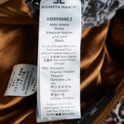 Pre Owned Elisabetta Franchi Brown Leopard Print Off-Shoulder Belted Midi Dress L