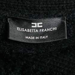 Pre Owned Elisabetta Franchi Black Wool Blend Knit Double Breasted Mini Dress L