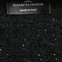 Pre Owned Elisabetta Franchi Black Wool Blend Knit Double Breasted Mini Dress L
