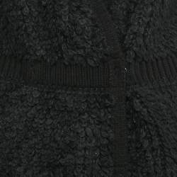 Pre Owned Elisabetta Franchi Black Wool Blend Knit Double Breasted Mini Dress L