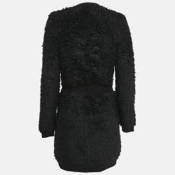 Pre Owned Elisabetta Franchi Black Wool Blend Knit Double Breasted Mini Dress L