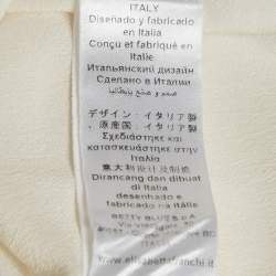 Pre Owned Elisabetta Franchi White Crepe V-Neck Bow Detail Top M