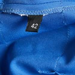 Pre Owned Elisabetta Franchi Blue Crepe Detachable Fringed Skirt Mini Dress M