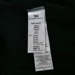 Pre Owned Elisabetta Franchi Black Lace Trim Crepe Plunging Neck Midi Dress M