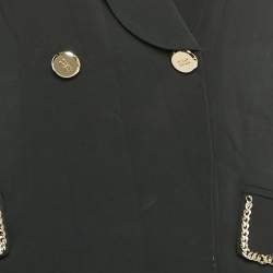 Pre Owned Elisabetta Franchi Black Crepe Double Breasted Vest Dress M