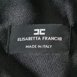 Pre Owned Elisabetta Franchi Black Crepe Double Breasted Vest Dress M