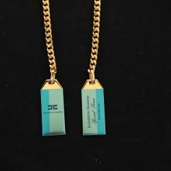 Pre Owned Elisabetta Franchi Black Cotton Round Neck Chain T-Shirt S