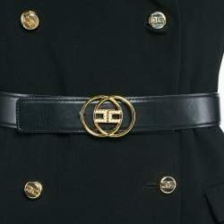 Pre Owned Elisabetta Franchi Black Crepe Double Breasted Blazer Dress S