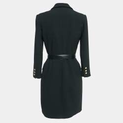 Pre Owned Elisabetta Franchi Black Crepe Double Breasted Blazer Dress S