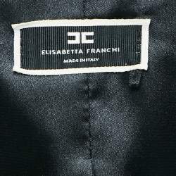 Pre Owned Elisabetta Franchi Black Crepe Double Breasted Blazer Dress S