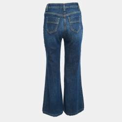 Elisabetta Franchi Blue Washed Denim Embellished Button Jeans S Waist 26"