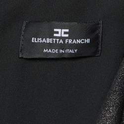 Pre Owned Elisabetta Franchi Black Coated Crepe Belted Midi Dress M