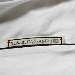Pre Owned Elisabetta Franchi White Printed Cotton Crew Neck T-Shirt L