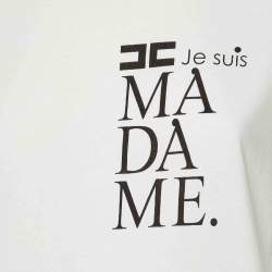 Pre Owned Elisabetta Franchi White Printed Cotton Crew Neck T-Shirt L
