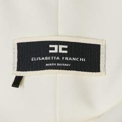 Pre Owned Elisabetta Franchi White Crepe One-Shoulder Short Dress M