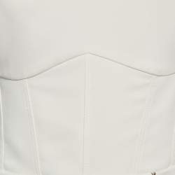 Pre Owned Elisabetta Franchi White Crepe One-Shoulder Short Dress M