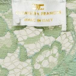 Pre Owned Elisabetta Franchi Mint Green Chiffon and Guipure Lace Bodice Maxi Dress M