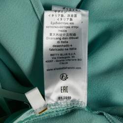 Pre Owned Elisabetta Franchi Mint Green Chiffon and Guipure Lace Bodice Maxi Dress M