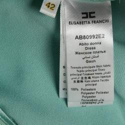 Pre Owned Elisabetta Franchi Mint Green Chiffon and Guipure Lace Bodice Maxi Dress M