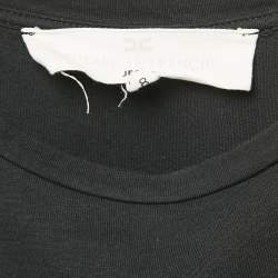 Pre Owned Elisabetta Franchi Black Chiffon and Jersey Lace-Up Detail Top S