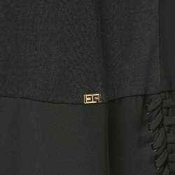 Pre Owned Elisabetta Franchi Black Chiffon and Jersey Lace-Up Detail Top S