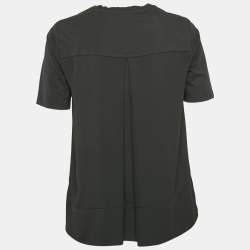 Pre Owned Elisabetta Franchi Black Chiffon and Jersey Lace-Up Detail Top S