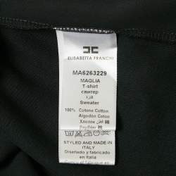 Pre Owned Elisabetta Franchi Black Chiffon and Jersey Lace-Up Detail Top S